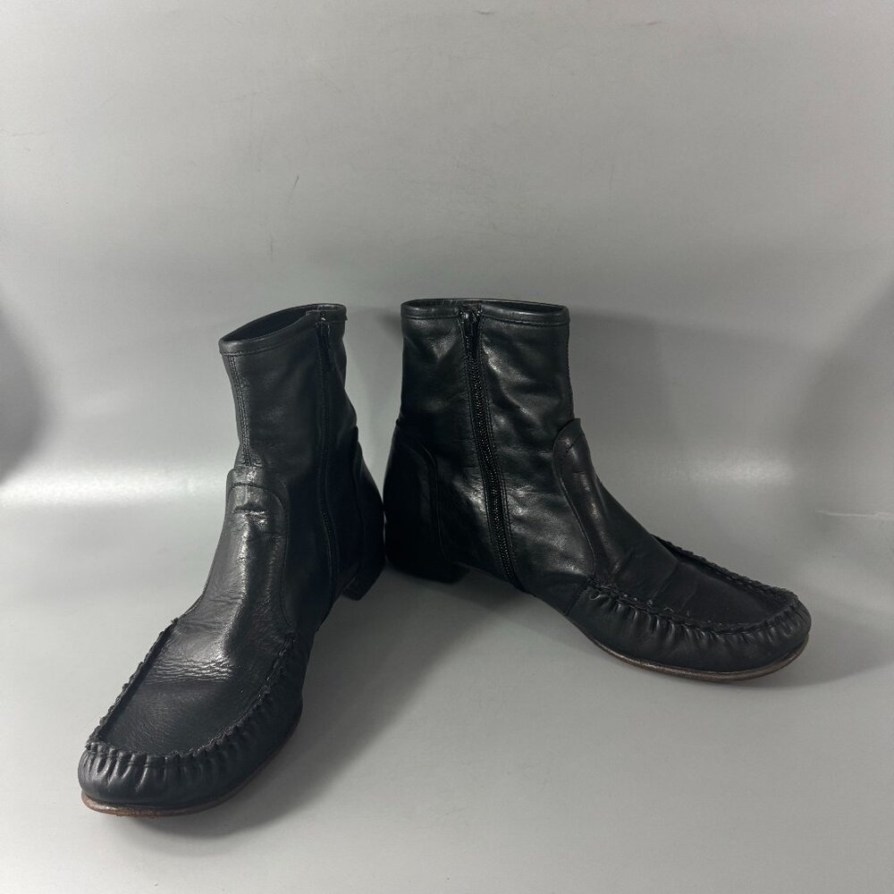 IXOS Black Leather Ankle Booties, Size 41